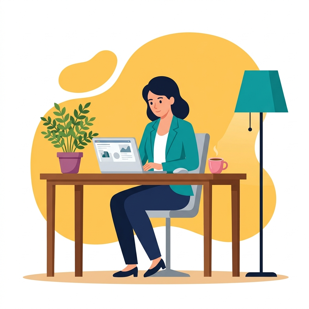 Illustration showing corporate strategist working on advisory solution